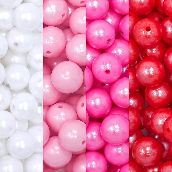 15mm Valentine's Day Shimmer Pearl Silicone Bead Mix (40 beads)