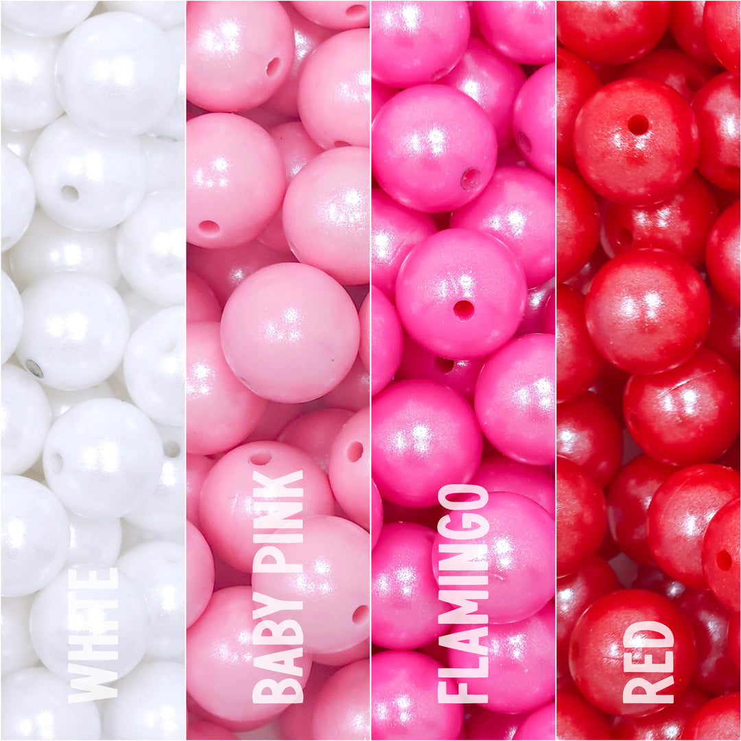 15mm Valentine's Day Shimmer Pearl Silicone Bead Mix (40 beads)