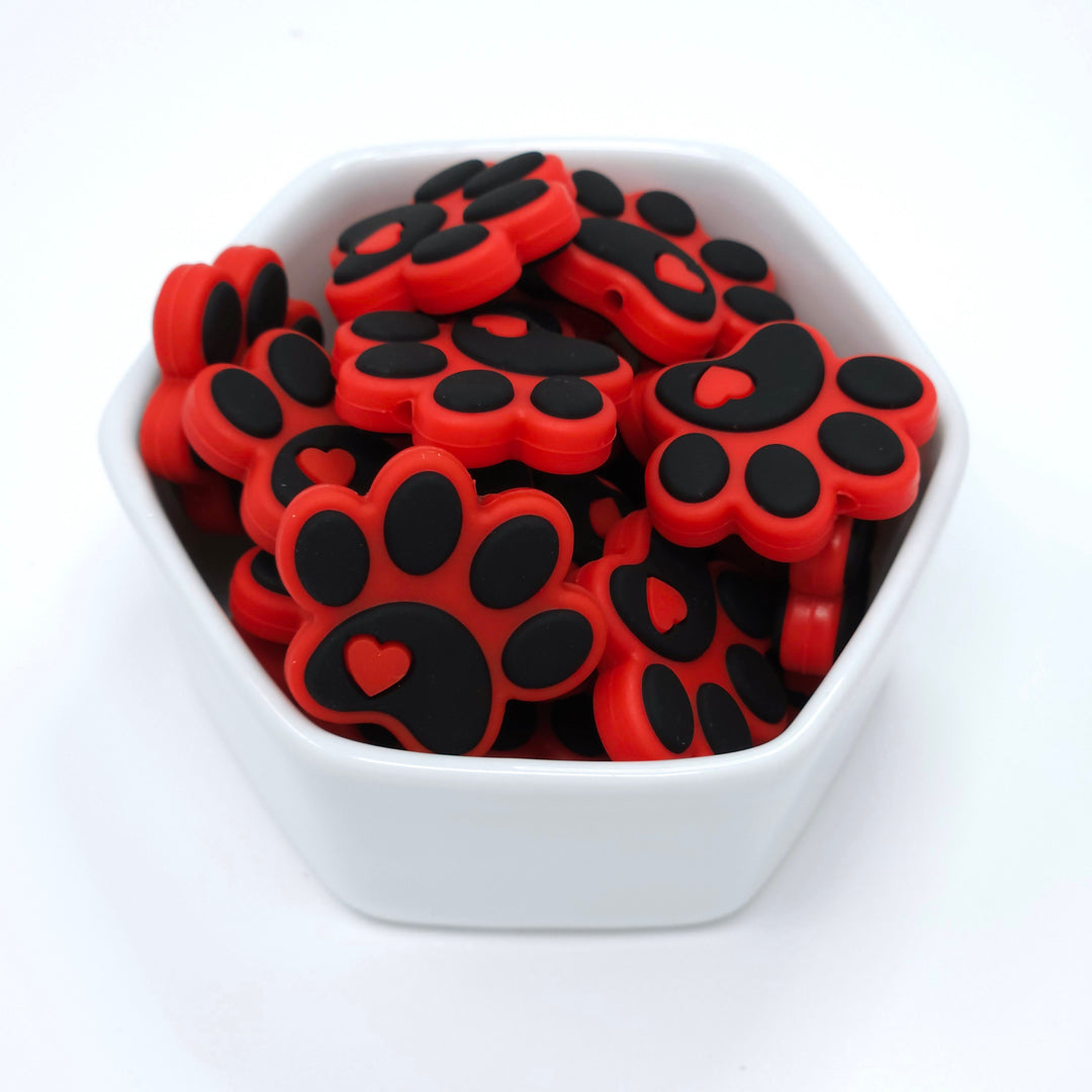 Paw Print Silicone Focal Beads