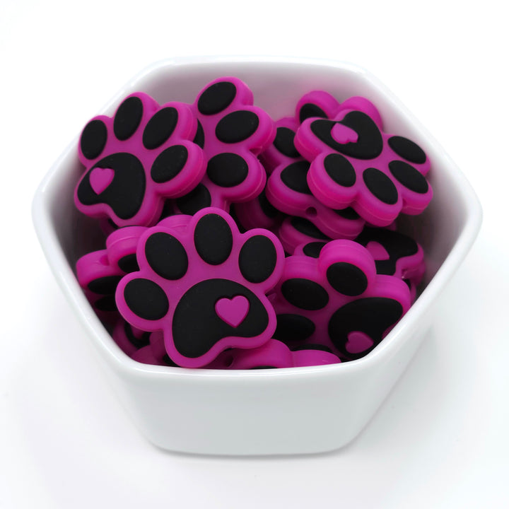 Paw Print Silicone Focal Beads