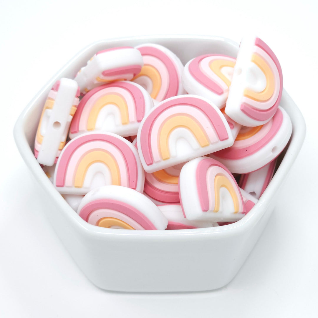 Dusty Rose Rainbow Silicone Focal Beads