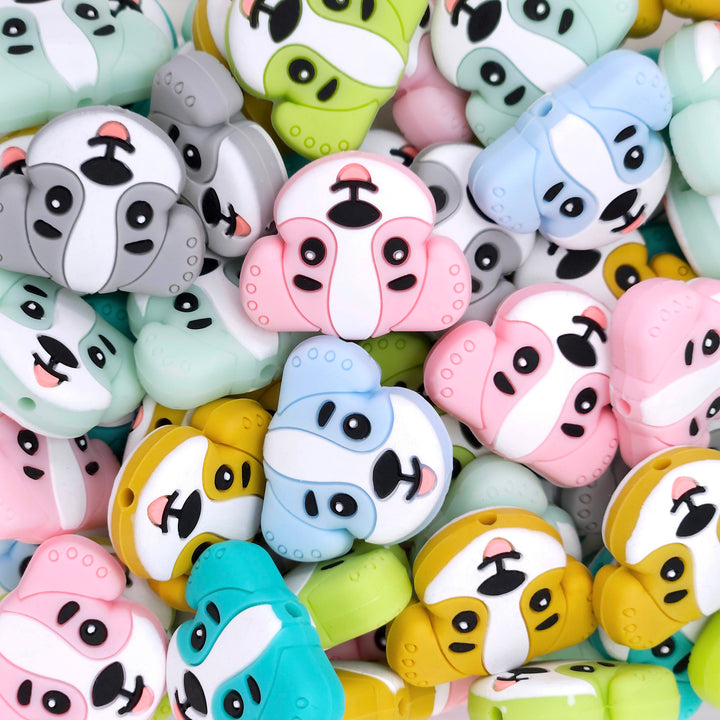 Cute Puppy Dog Head Silicone Focal Beads