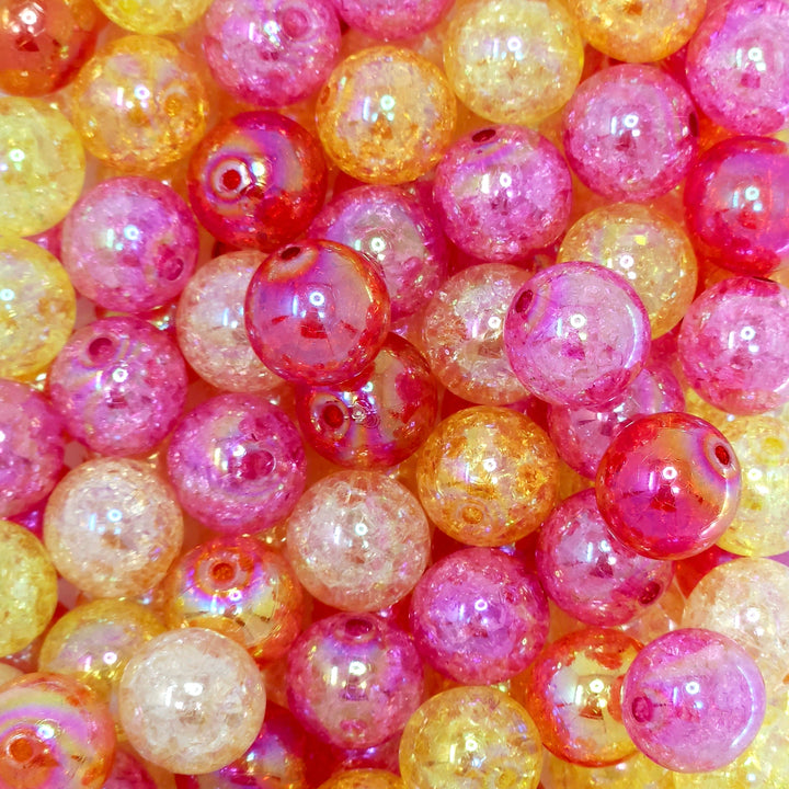 16mm Warm Color Crackle Bead Mix (10 beads)