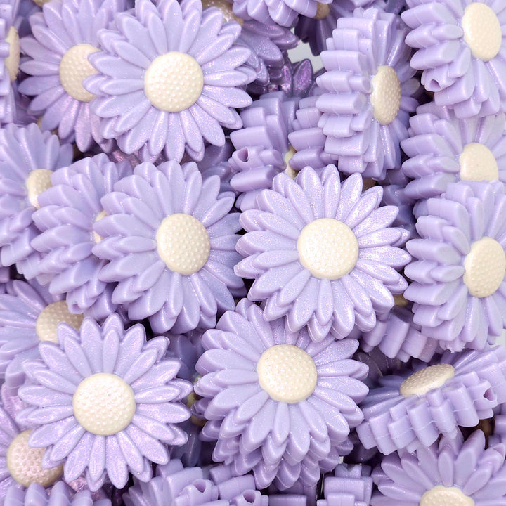 30mm Lilac Opal Daisy Flower Silicone Focal Beads