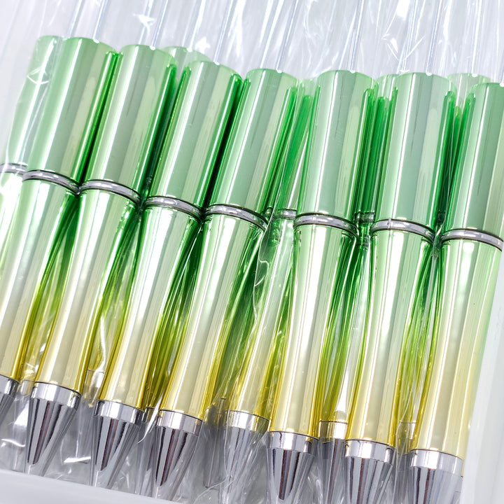 Green/Yellow Metallic Beadable Plastic Pen