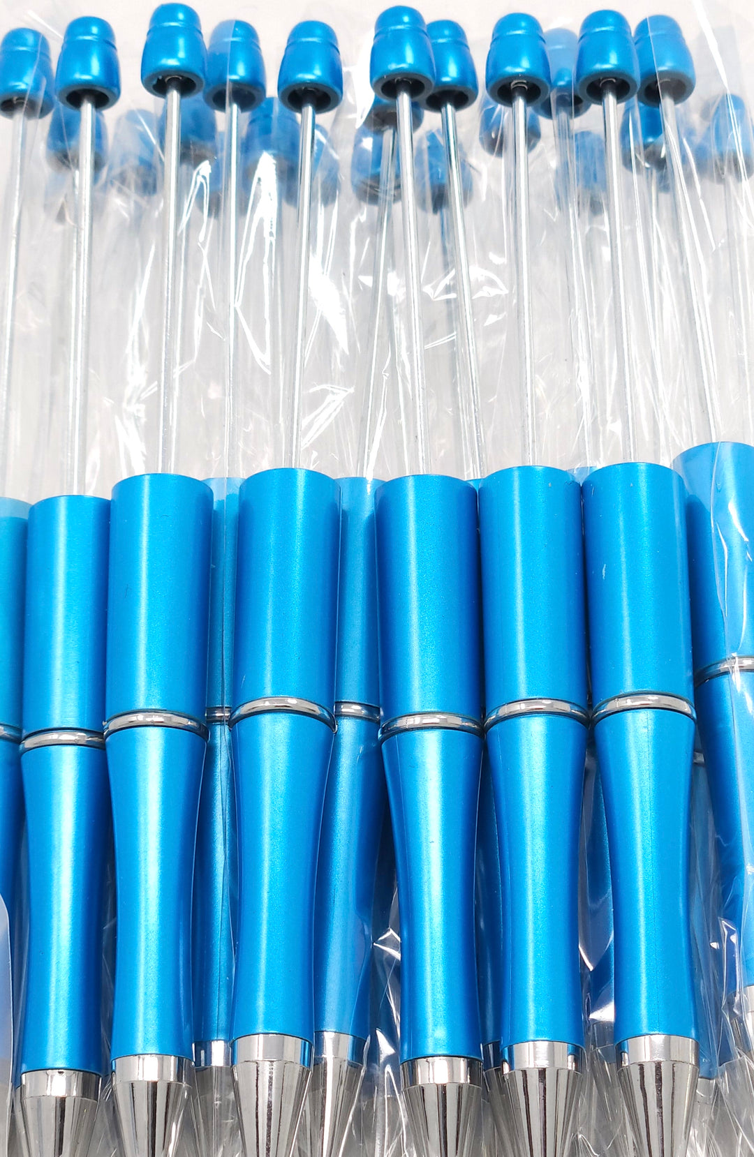 Cyan Blue Pearlescent Beadable Plastic Pen