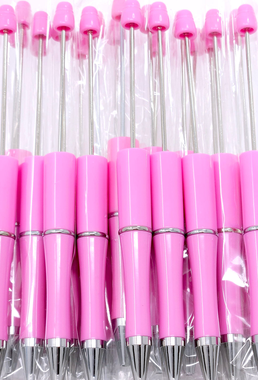 Solid Pink Beadable Plastic Pen