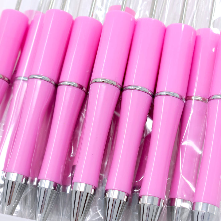 Solid Pink Beadable Plastic Pen