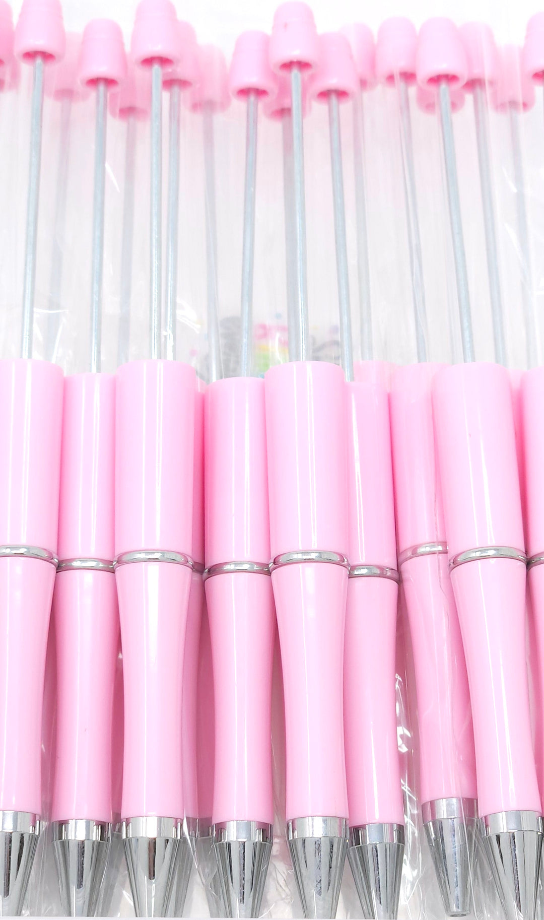 Solid Powder Pink Beadable Plastic Pen