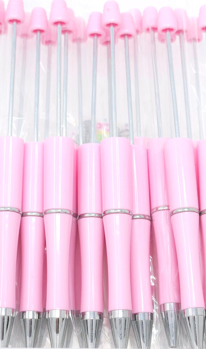 Solid Powder Pink Beadable Plastic Pen