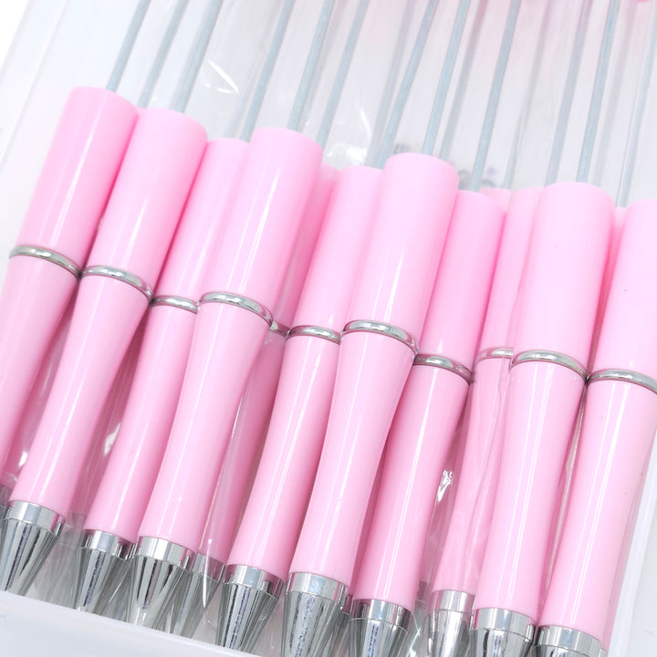 Solid Powder Pink Beadable Plastic Pen