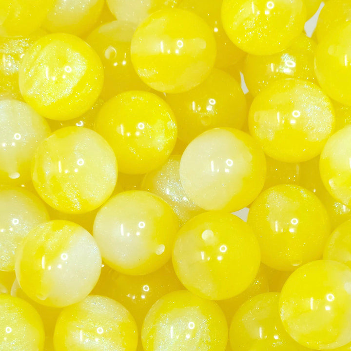 20mm Yellow Glitter Shimmer Acrylic Beads