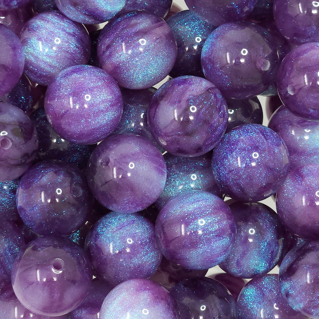 20mm Purple Glitter Shimmer Acrylic Beads