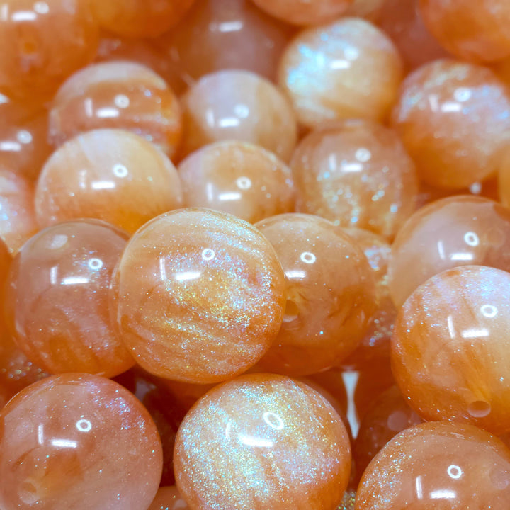 20mm Muted Orange Glitter Shimmer Acrylic Beads