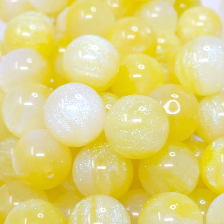 20mm Yellow Glitter Shimmer Acrylic Beads