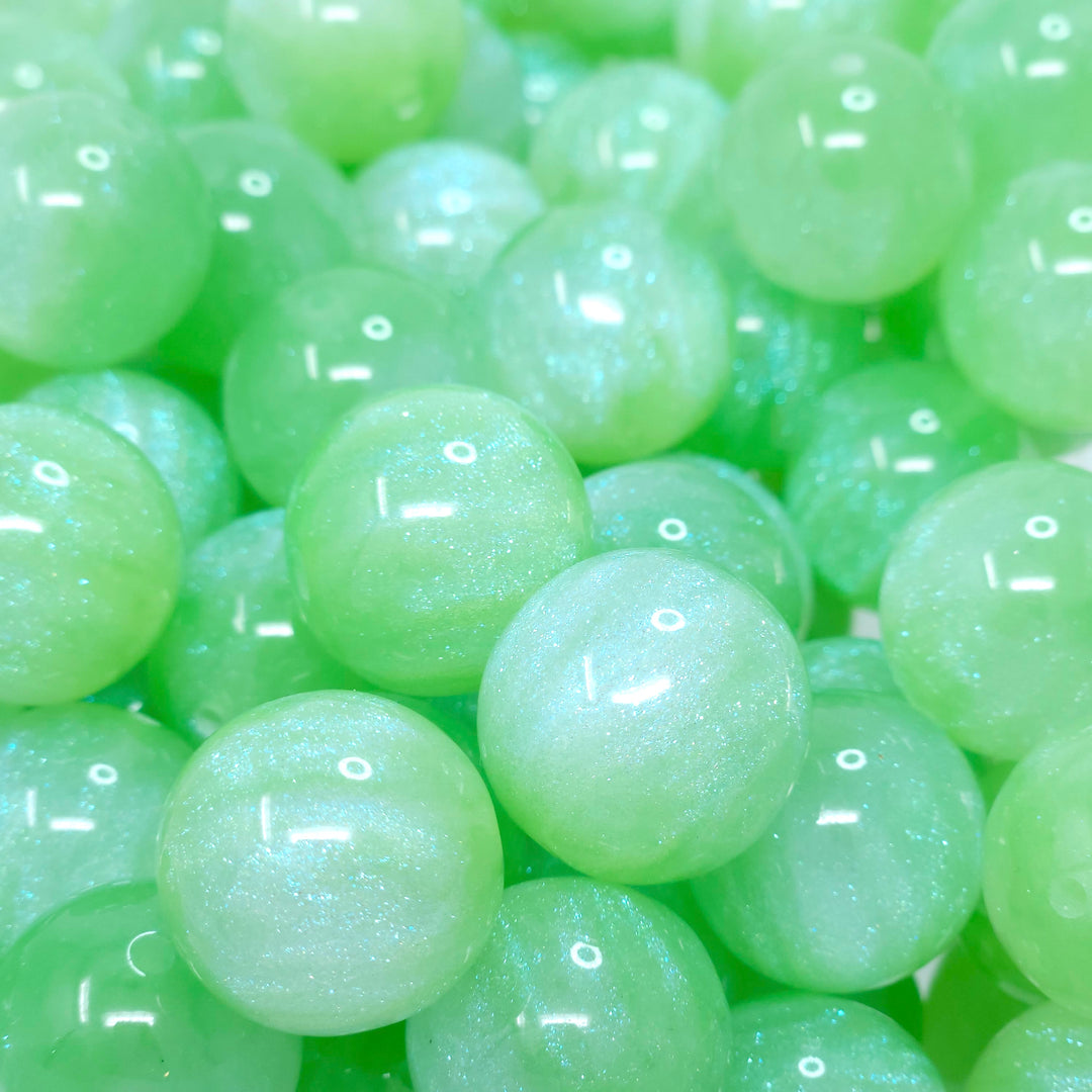 20mm Green Glitter Shimmer Acrylic Beads