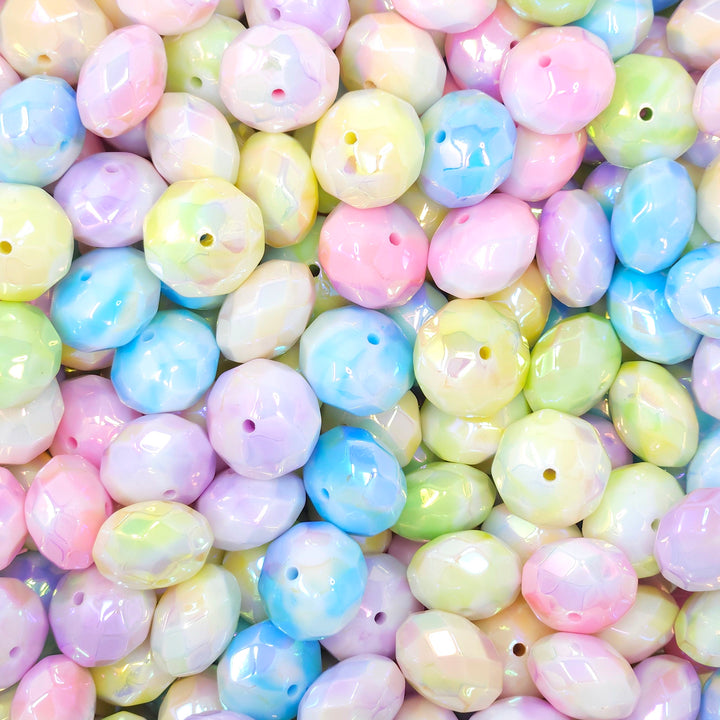 18mm AB Pastel Faceted Acrylic Abacus Beads (10 beads)