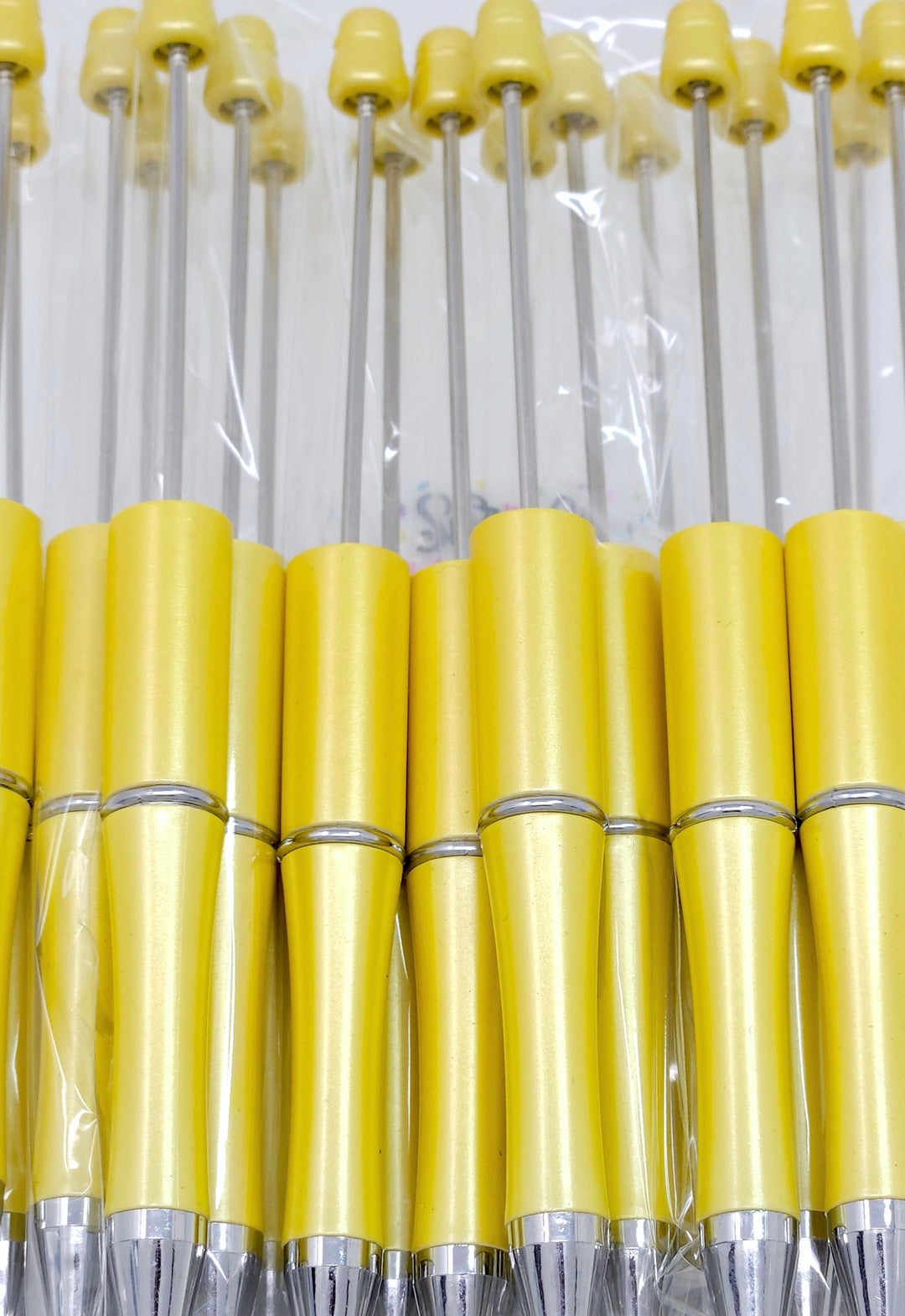 Yellow Pearlescent Beadable Plastic Pen