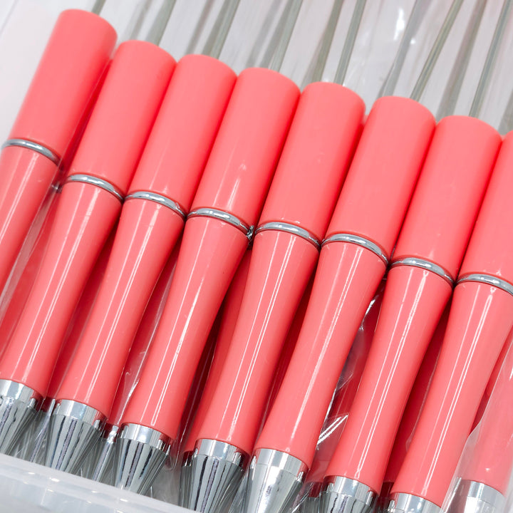 Solid Coral Beadable Plastic Pen