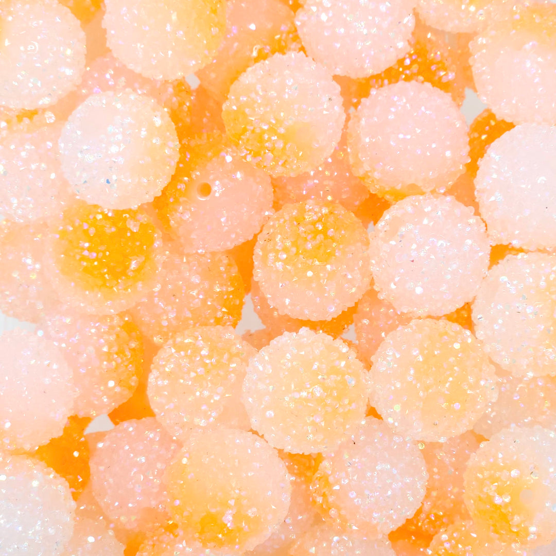 20mm Florescent Orange Half Acrylic Sugar Beads