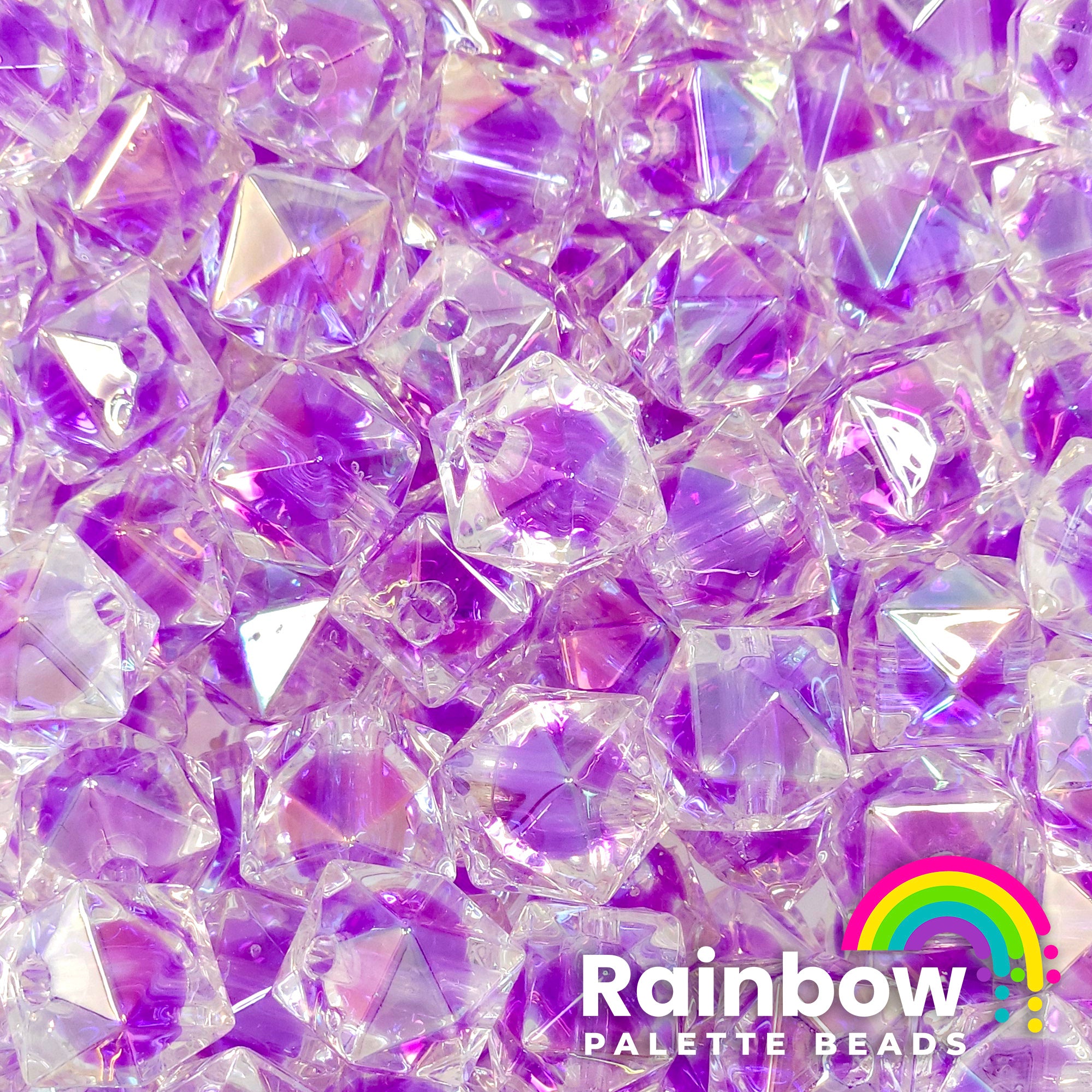 16mm AB Purple Bead-in-Bead Hexagonal Acrylic Beads – Rainbow Palette Beads