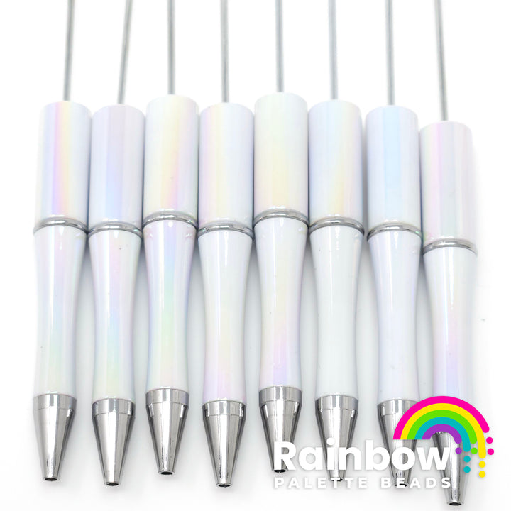 White Opal Beadable Plastic Pen