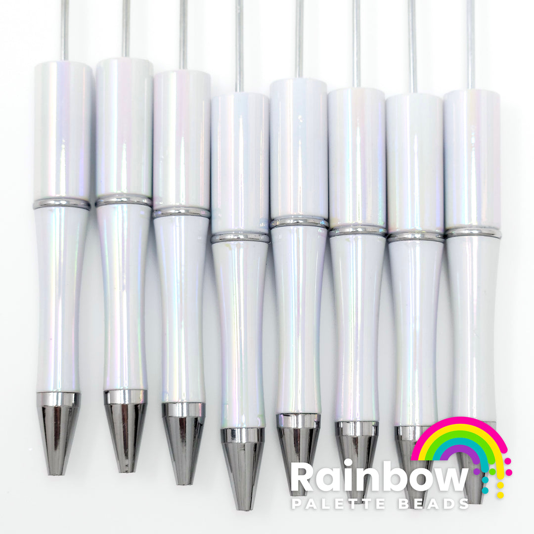 White Opal Beadable Plastic Pen