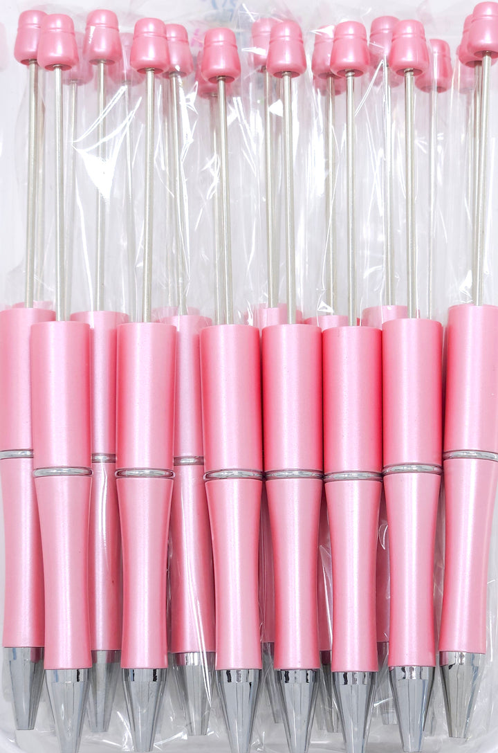 Pretty Pink Coral Pearlescent Beadable Plastic Pen