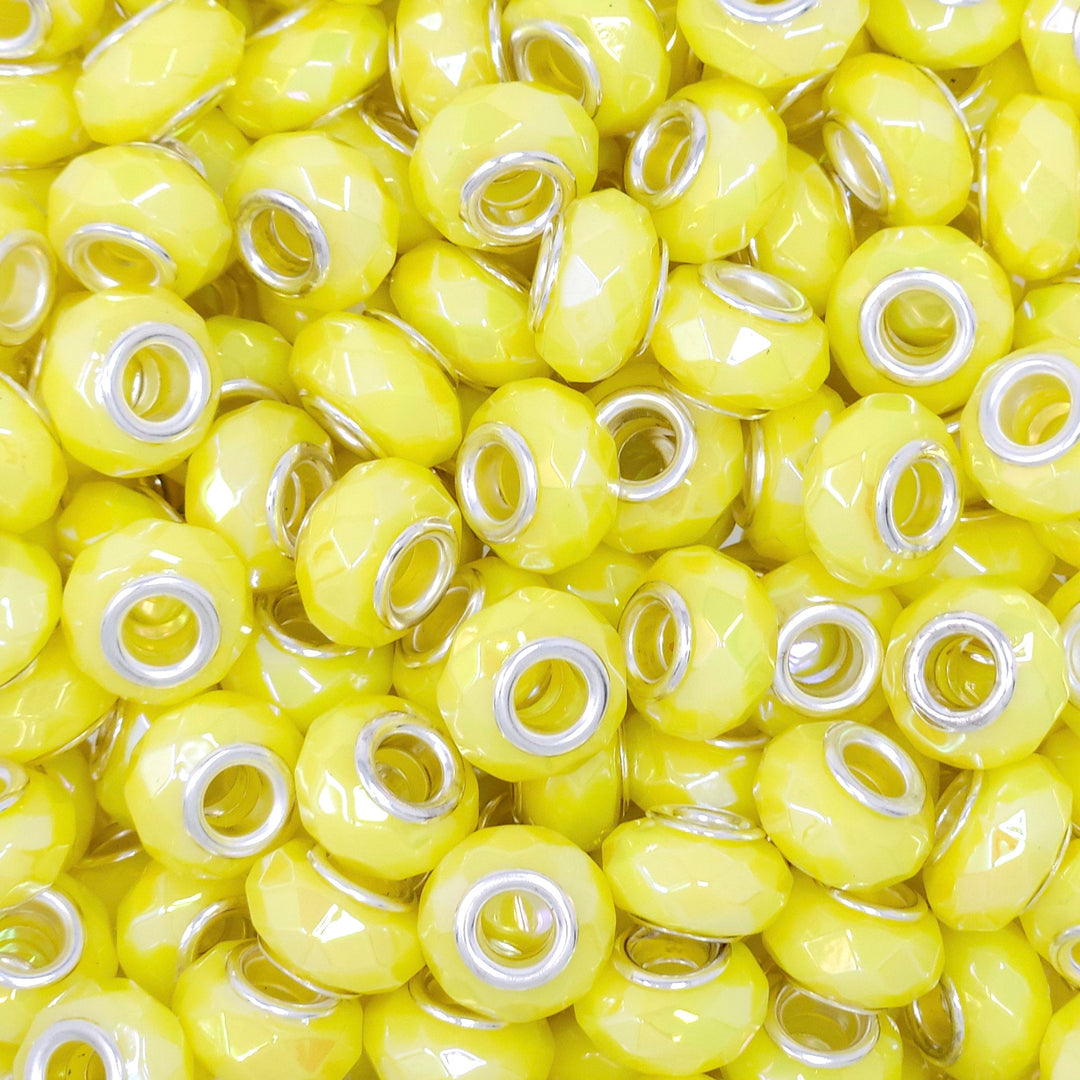 15mm AB Yellow Faceted Acrylic Abacus Spacer Beads (10 beads)