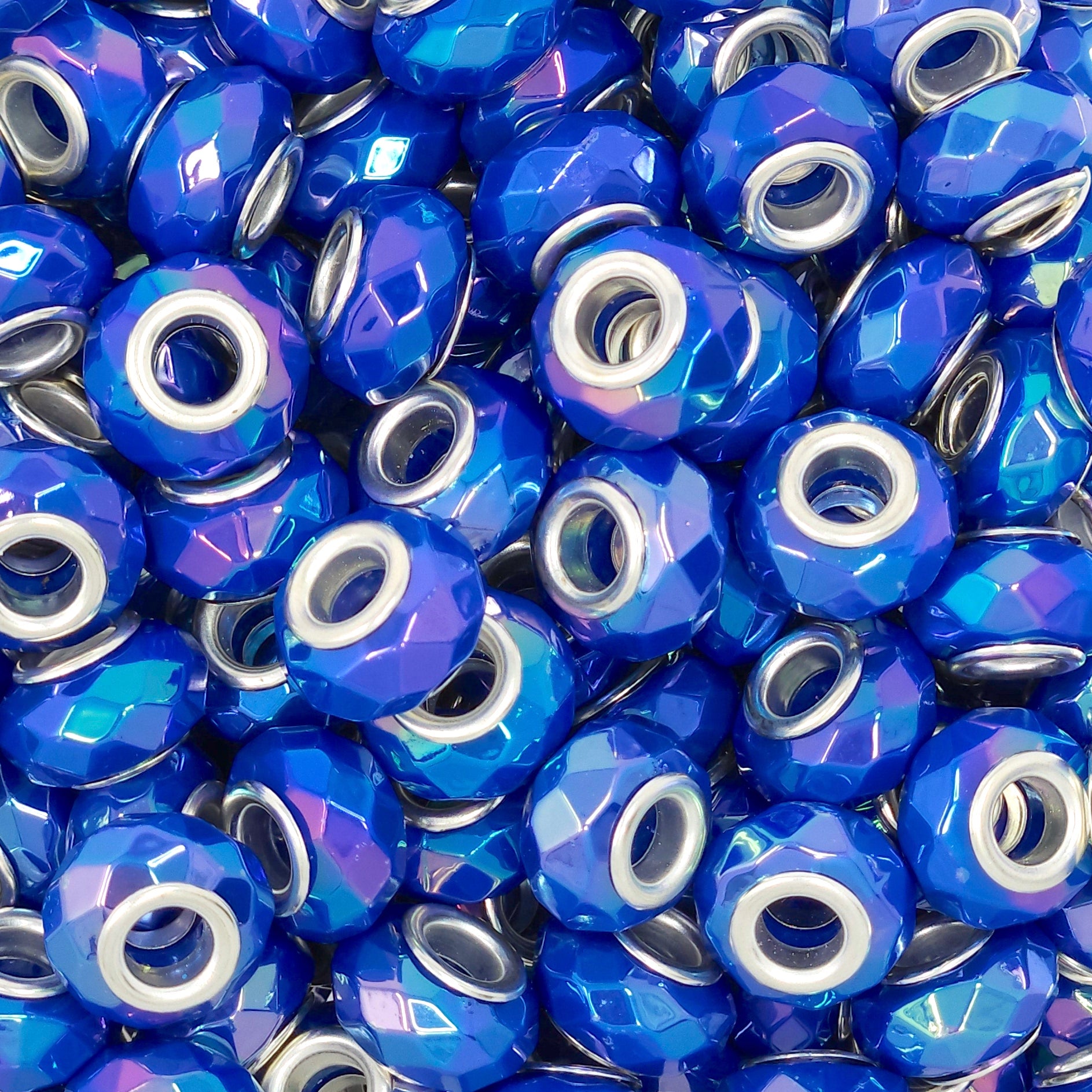 15mm AB Royal Blue Faceted Acrylic Abacus Spacer Beads w/ring (10 bead ...