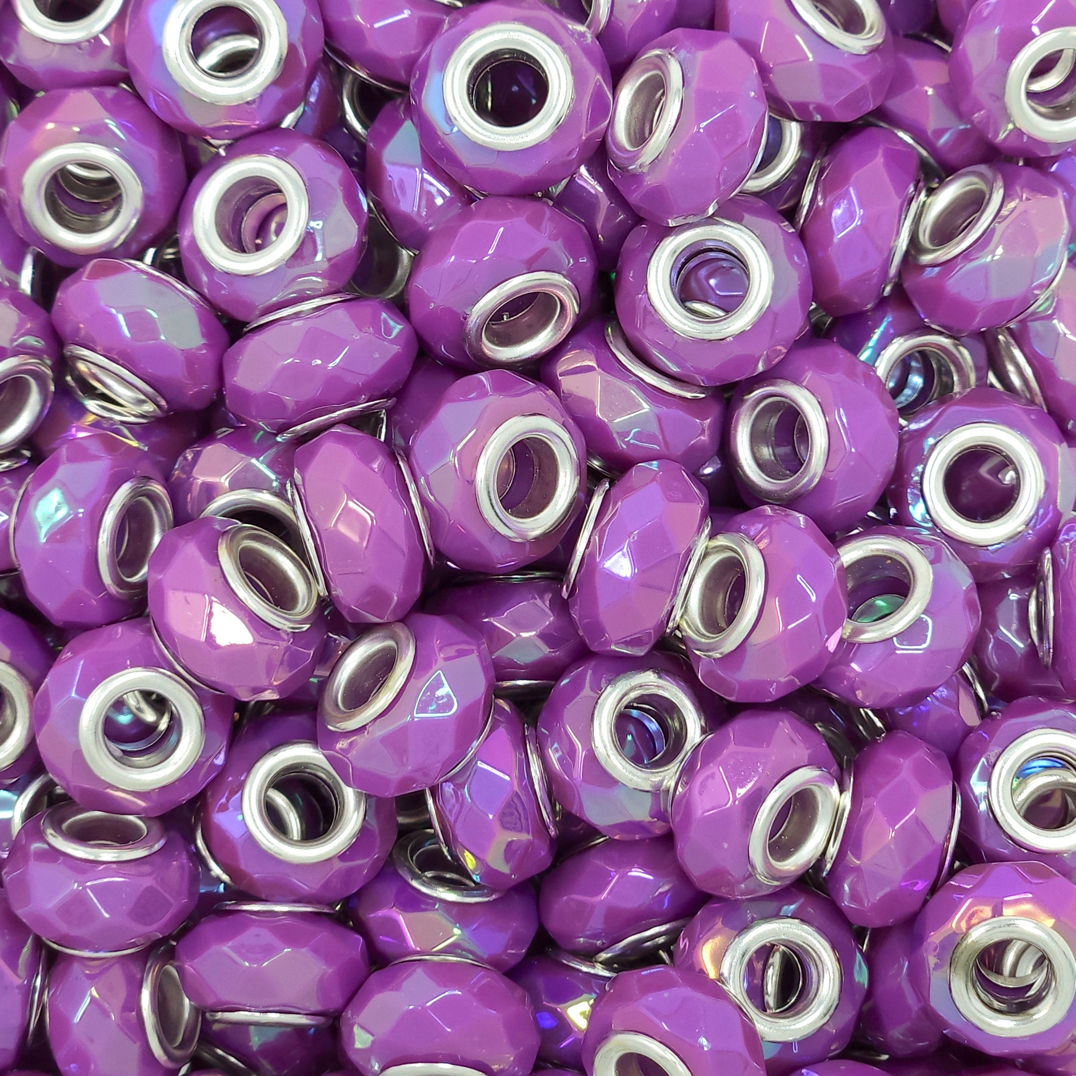 15mm AB Royal Purple Faceted Acrylic Abacus Spacer Beads w/ring (10 be ...