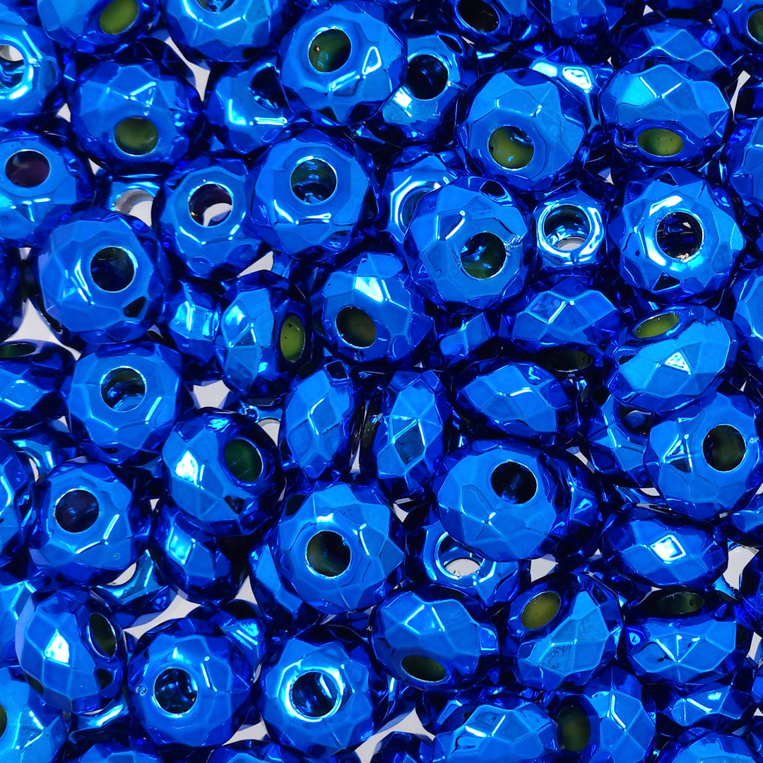 15mm Metallic Royal Blue Faceted Acrylic Abacus Spacer Beads (10 beads)