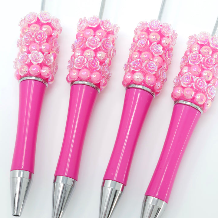 AB Magenta Flower & Pearl Rhinestone Beadable Pen **Discontinued**