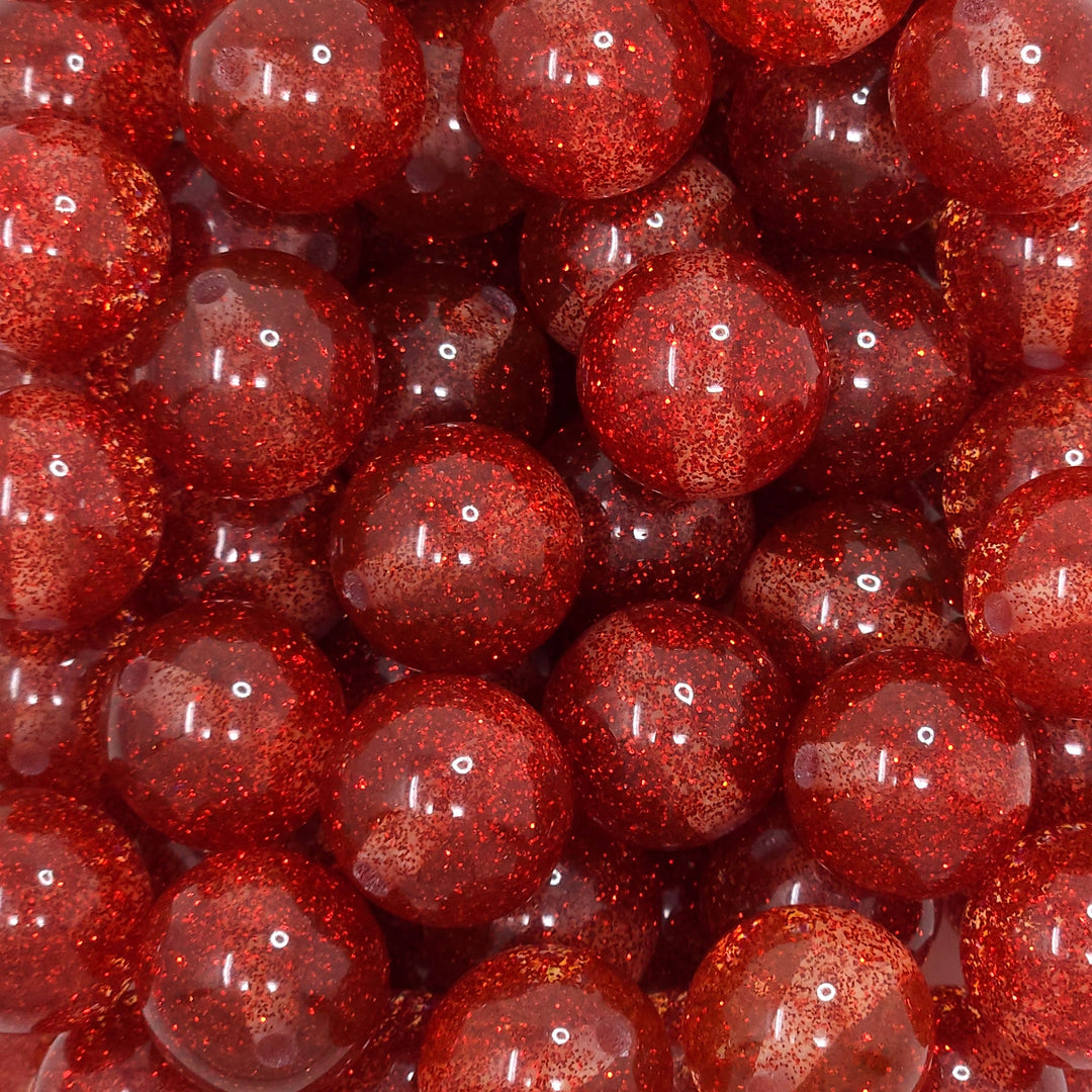 20mm Red Glitter Acrylic Beads