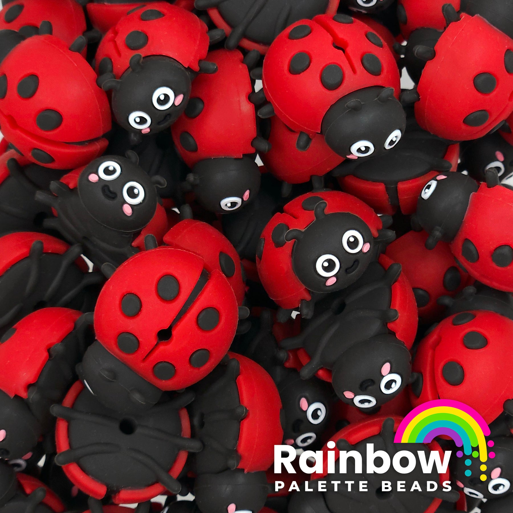 3D Ladybug Exclusive Silicone Focal Bead Rainbow Palette Beads