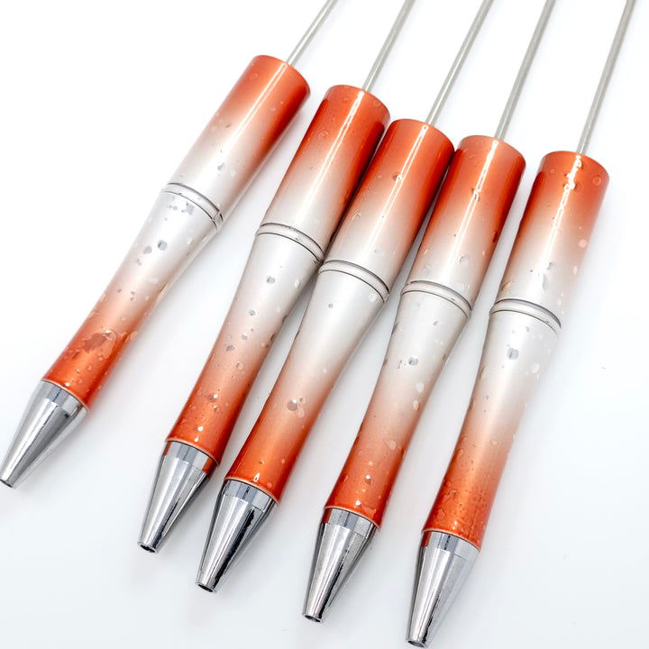 Metallic Orange Textured Beadable Pen