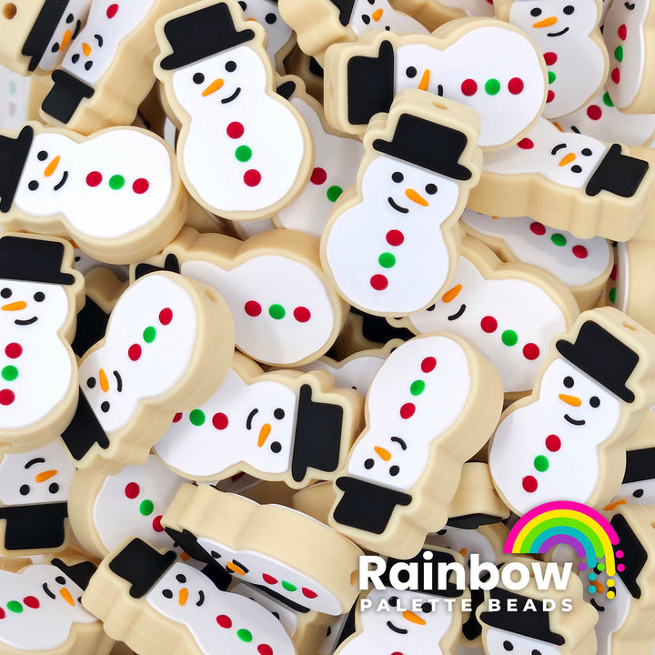 Snowman Christmas Cookie Exclusive Silicone Focal Bead