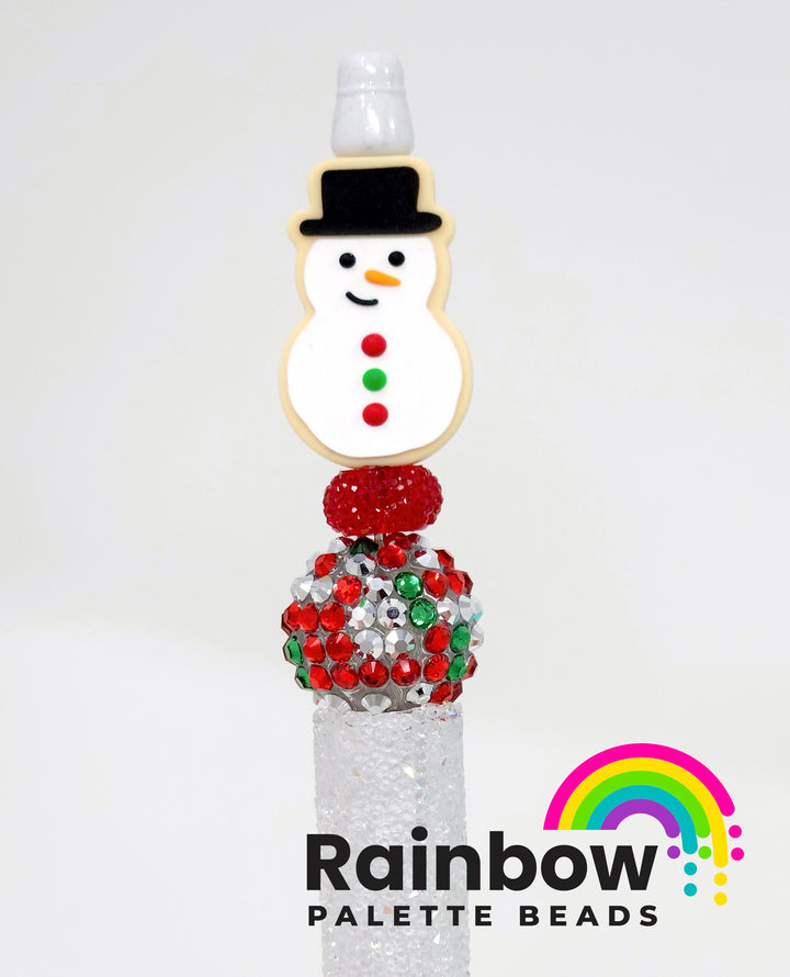 Snowman Christmas Cookie Exclusive Silicone Focal Bead