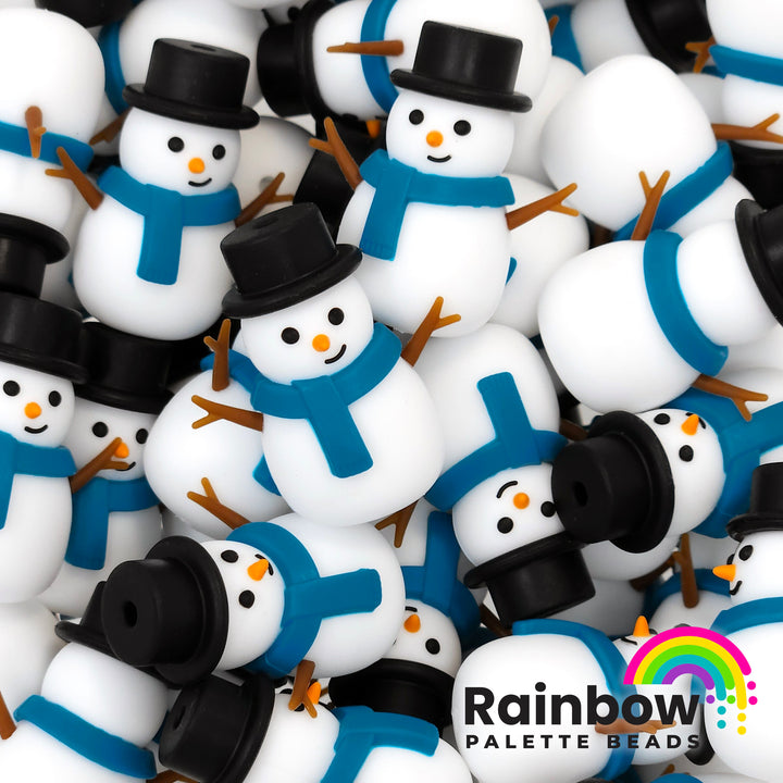 3D Top Hat Snowman Exclusive Silicone Focal Bead