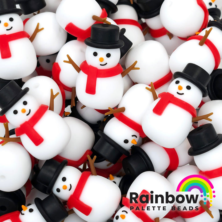 3D Top Hat Snowman Exclusive Silicone Focal Bead