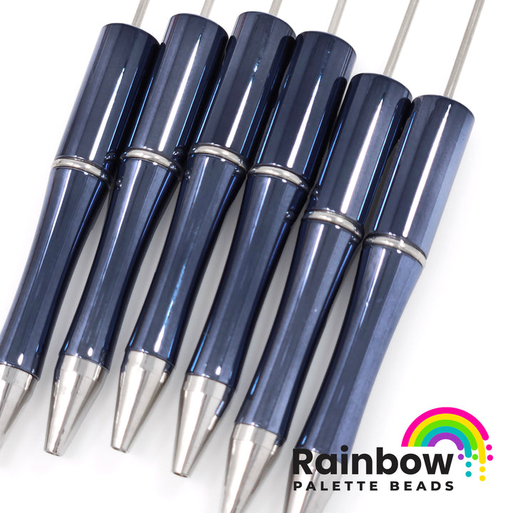 Metallic Blue-Gray Beadable Plastic Pen