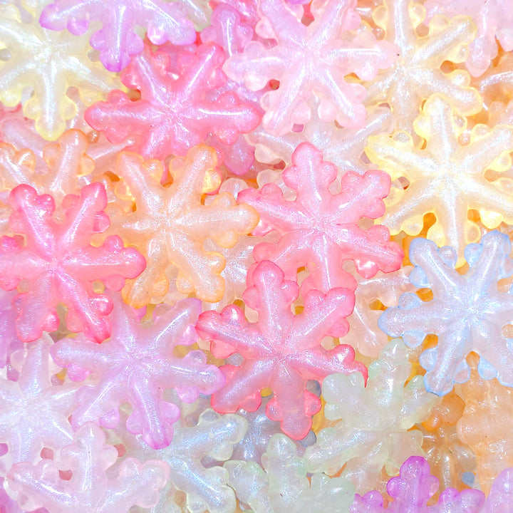 28mm Assorted Glow-in-the-Dark Iridescent Snowflake Bead Mix (10 beads)