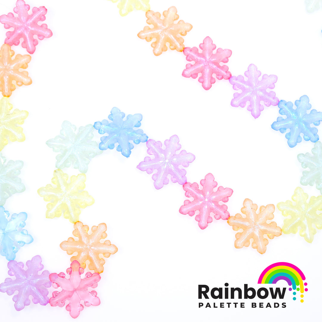 28mm Assorted Glow-in-the-Dark Iridescent Snowflake Bead Mix (10 beads)