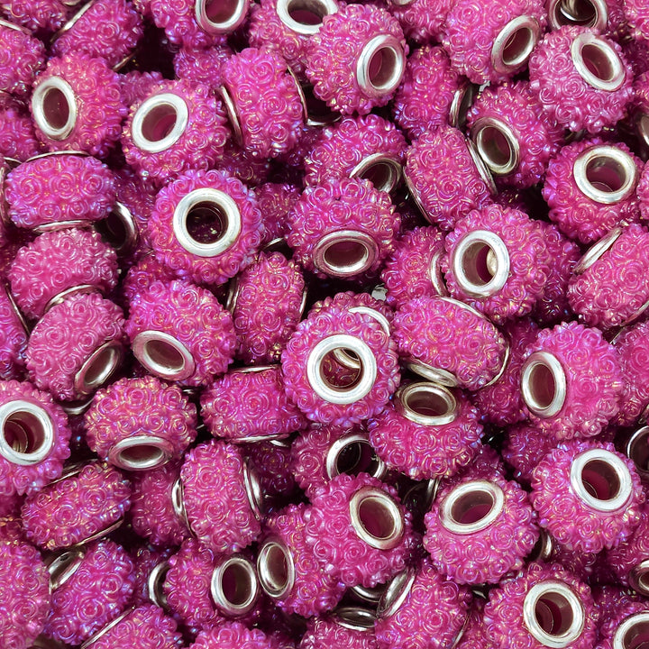 15mm AB Magenta Rose Rhinestone Acrylic Abacus Spacer Beads (multipack)