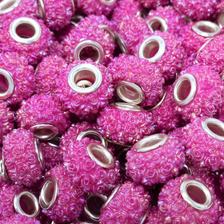 15mm AB Magenta Rose Rhinestone Acrylic Abacus Spacer Beads (multipack)