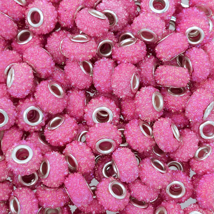 15mm AB Flamingo Rose Rhinestone Acrylic Abacus Spacer Beads (10 beads)