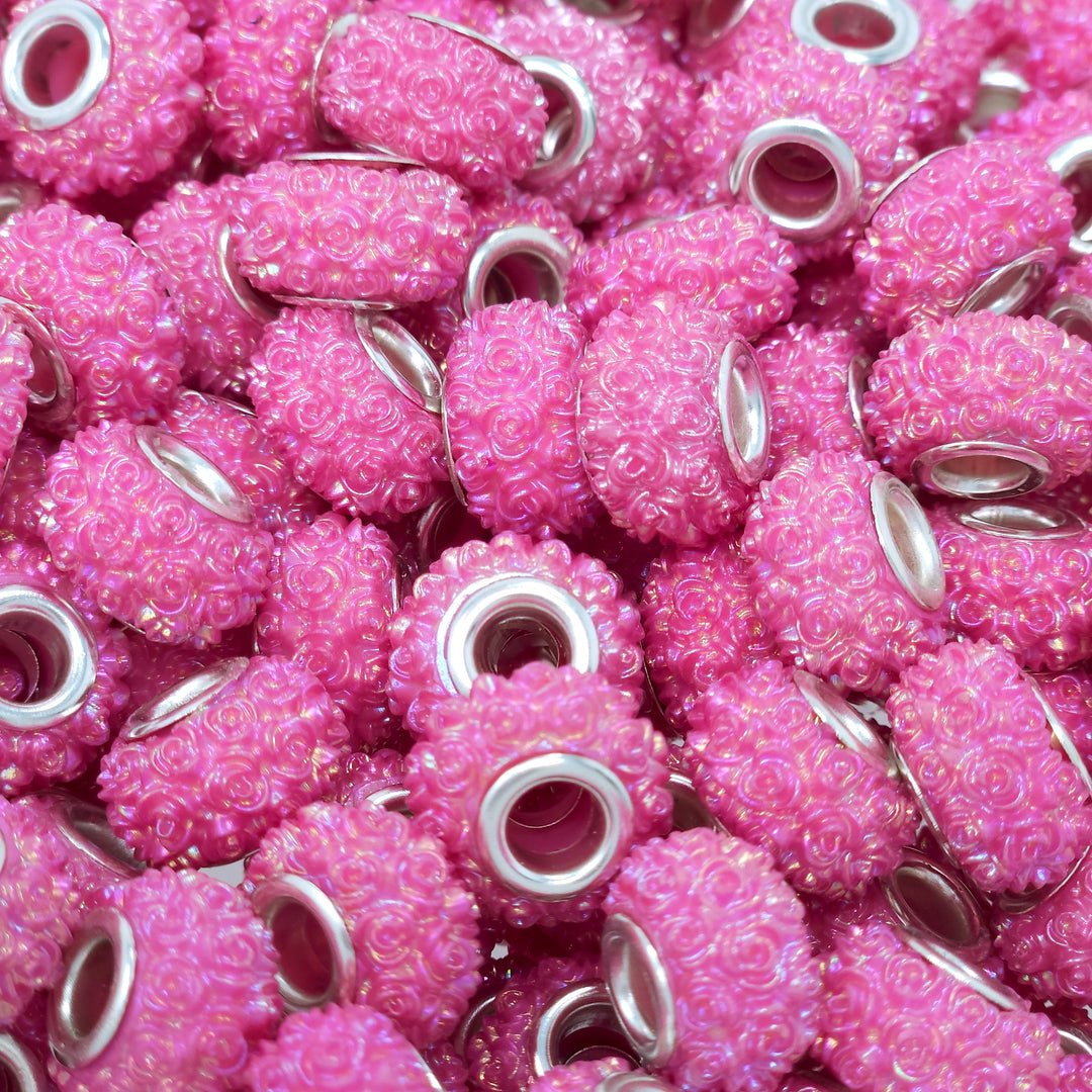 15mm AB Flamingo Rose Rhinestone Acrylic Abacus Spacer Beads (10 beads)