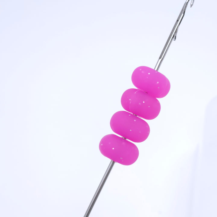 14mm Magenta Glitter Silicone Abacus Beads (5 beads)