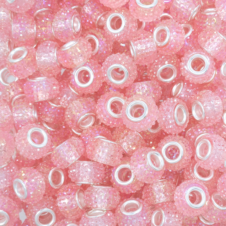 14mm AB Pink Rhinestone Acrylic Abacus Spacer Beads (multipack)