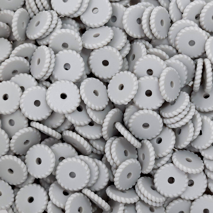 12mm Light Gray Thin Twist Silicone Spacer Beads (multipack)